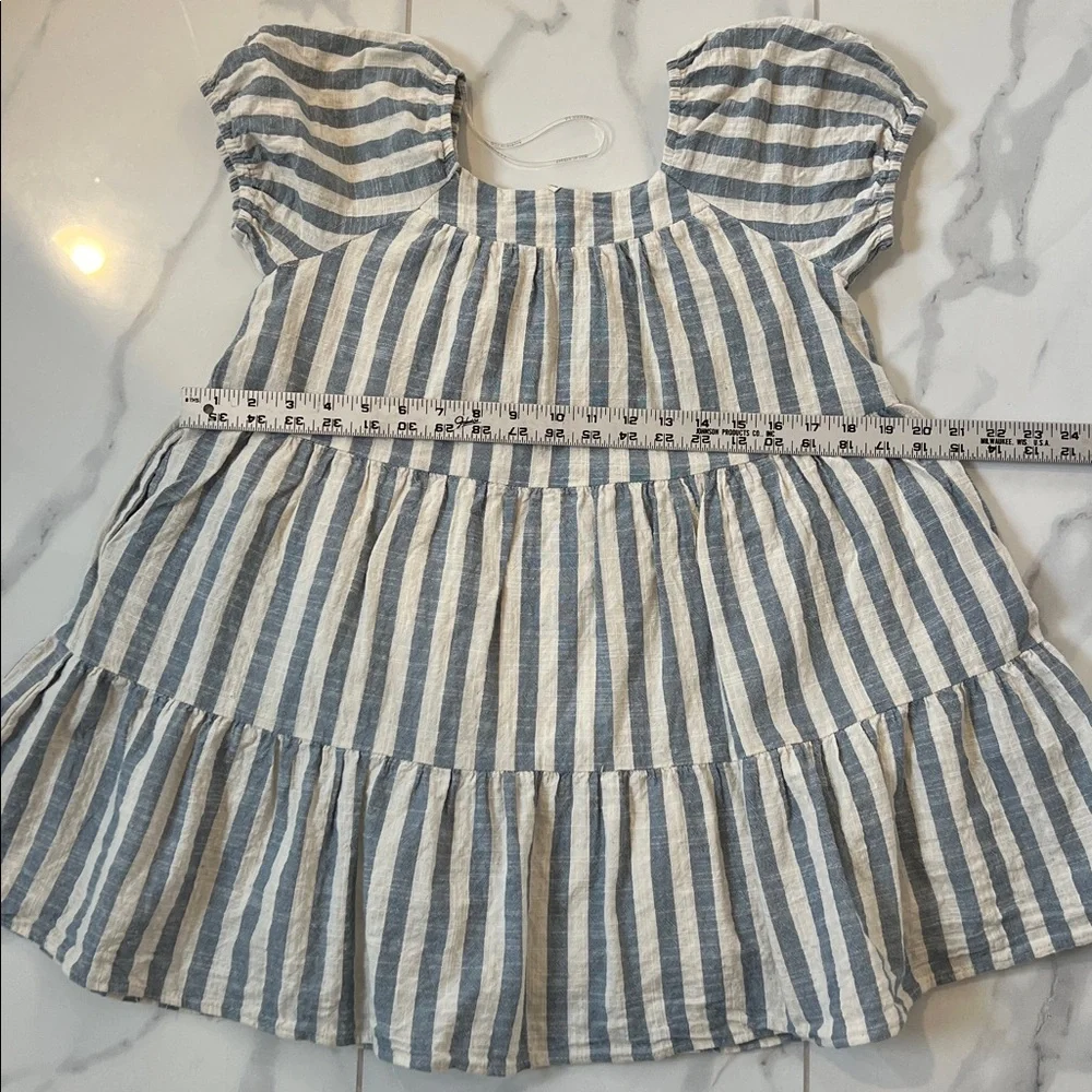 ❌ HAYDEN Striped Puff Sleeve Tiered Cotton Babydoll Dress Girls L